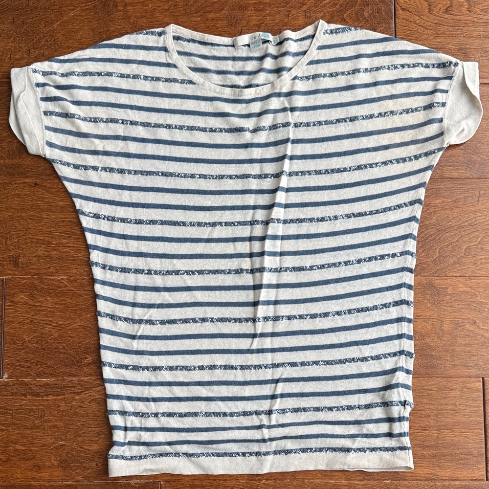 Boden Navy and Cream Striped Top